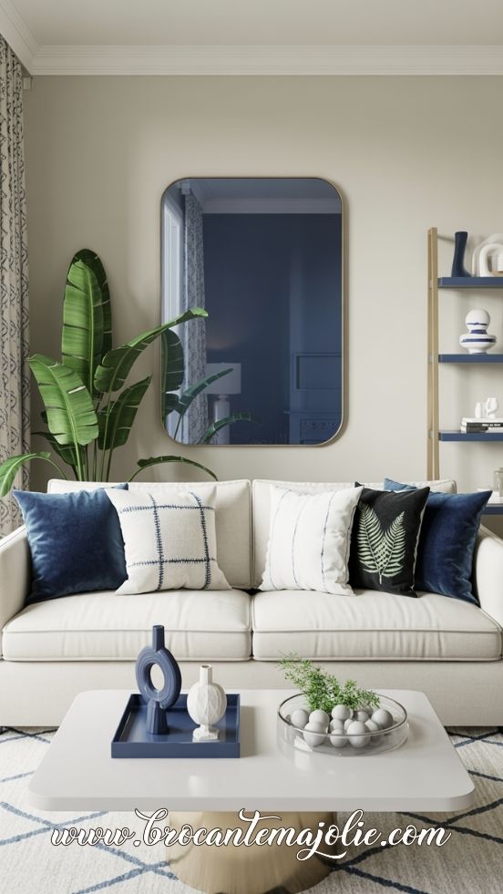 blue and white throw pillows