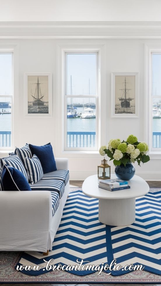 blue and white living room rug