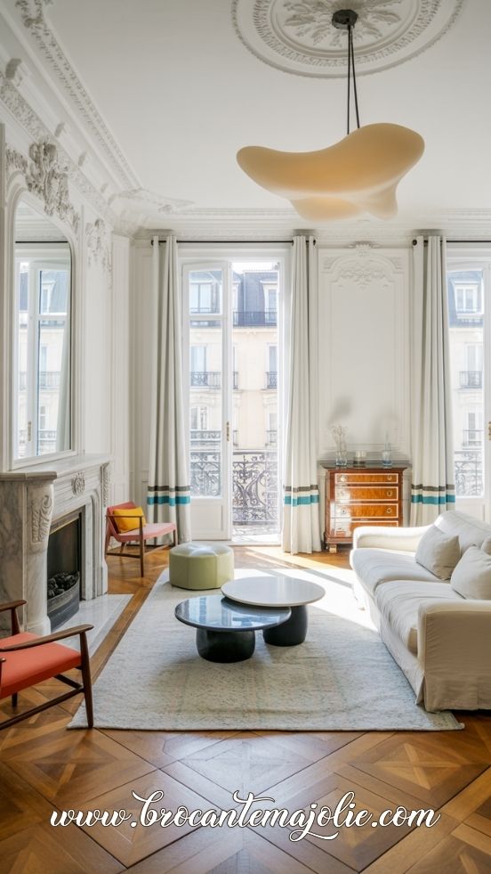 modern and vintage mix parisian apartment