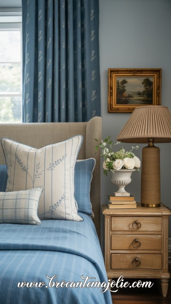 french blue bedroom curtains
