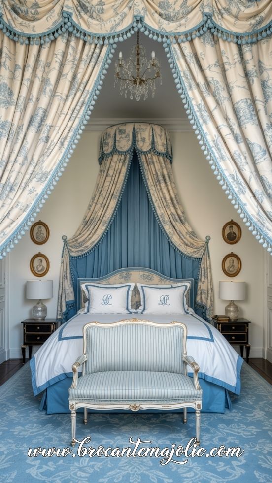 french blue bedroom headboard