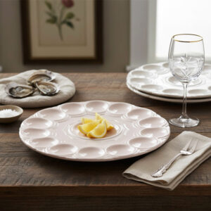 Antique French Pink Oyster Platter