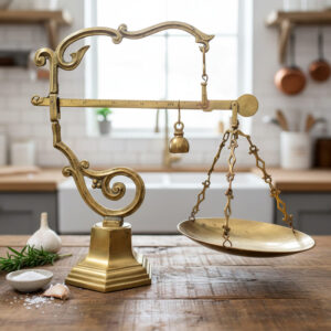 Grand Vintage Italian Brass Countertop Scale