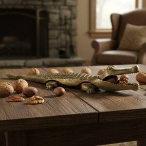 Vintage Brass Alligator Nutcracker