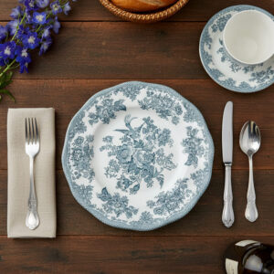 Vintage green transferware English plate