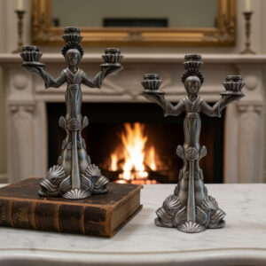 Set of 2 Vintage Japanese-Inspired Candelabra