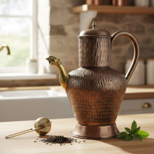 Vintage French Hammered Copper Pitcher with Dragon Spout