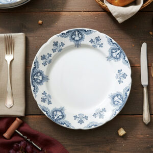 Set of 4 Antique French Plates & Platter