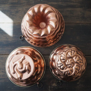 Set of 3 vintage French copper baking pans