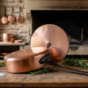 Antique French Copper Sauté Pan with Lid