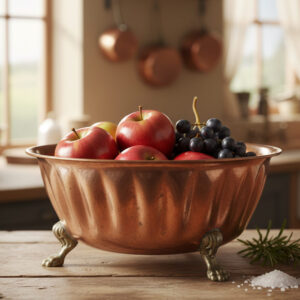 French vintage copper planter pot with lions feet