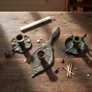 French Vintage Bronze Chambersticks