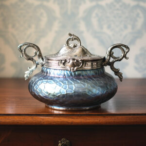 Vintage Glass and Silver-Plated French Biscuit Box
