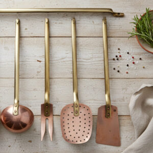 Vintage copper serving utensils set