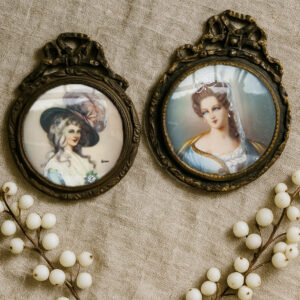 Set of 2 Antique French Hand-Painted Miniatures