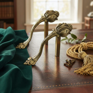 Set of 2 vintage French bronze curtain holdbacks