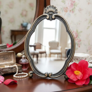 Vintage French Bronze Standing Mirror