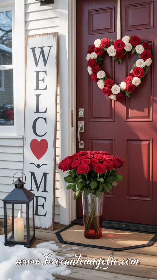 valentine porch sign welcome