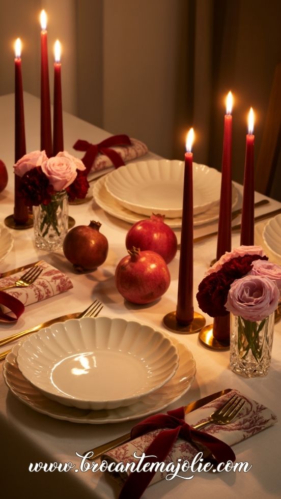 valentines table decor with candles