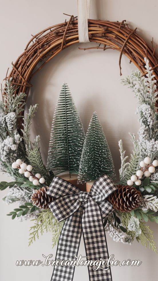 green and white winter wreath
