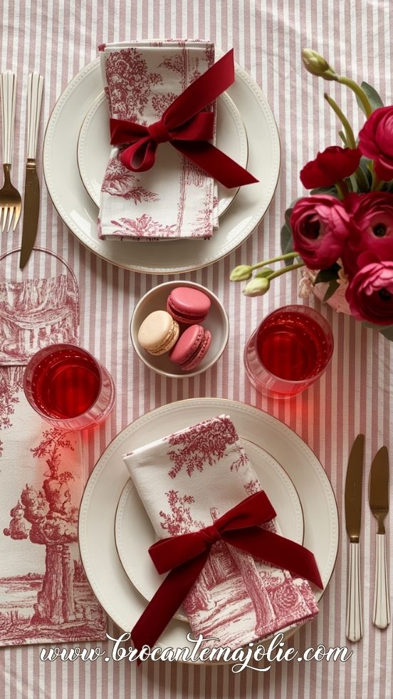 toile de jouy valentines table decor