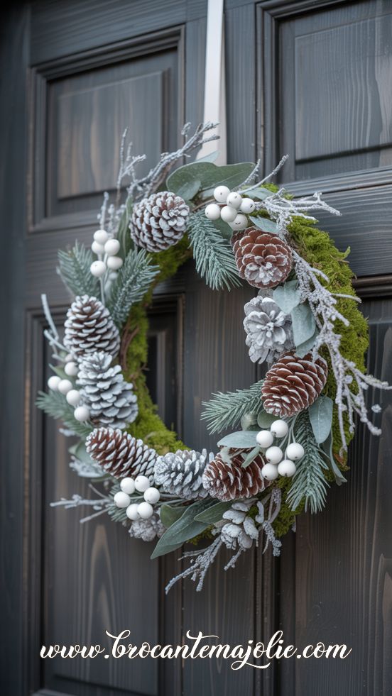 evergreen and pinecone winter wreath