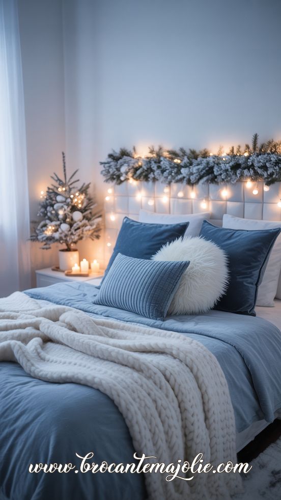 Blue & White Winter Wonderland Bedroom Decor