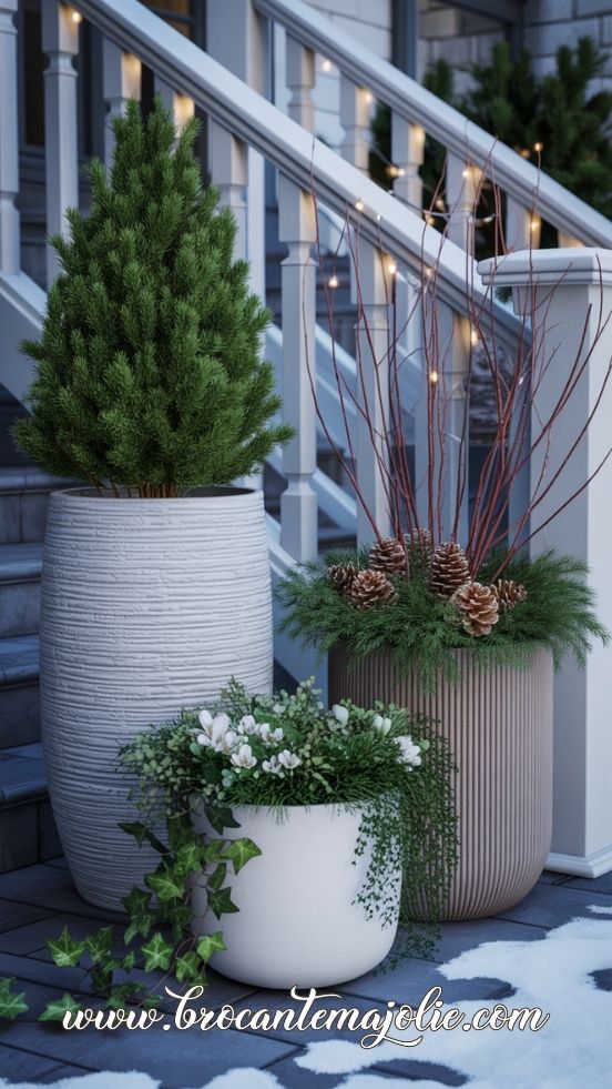 Layered Evergreens with Winter Texture