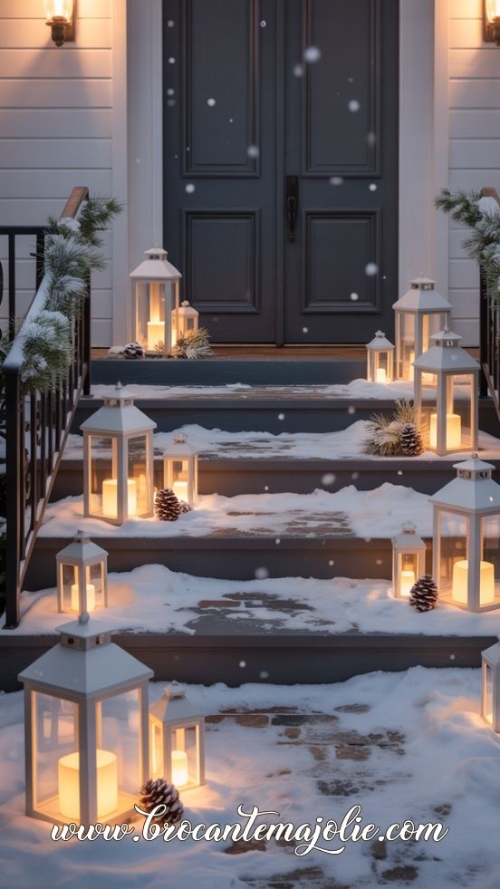 Lantern-Lit Winter Staircase