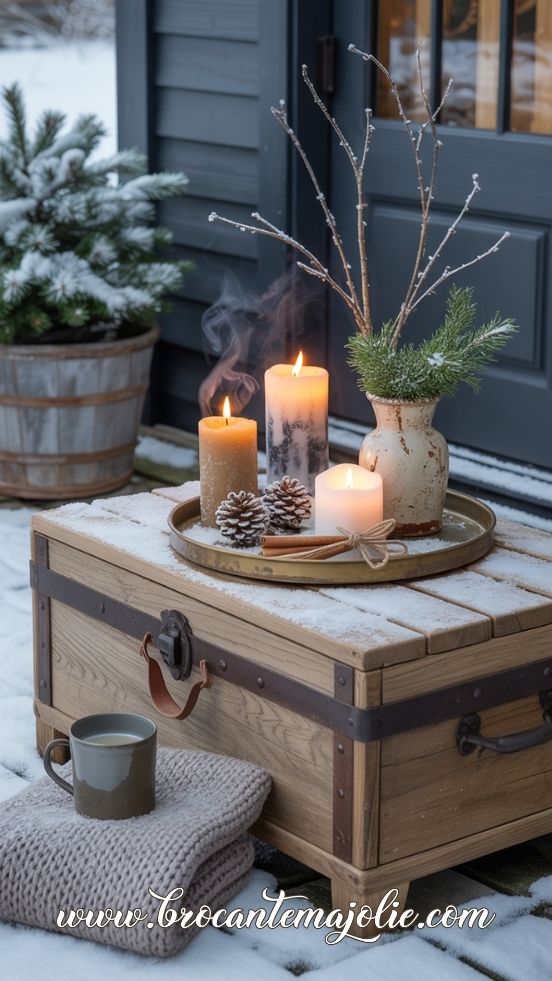 Winter Candle Tray for a Warm Outdoor Accent