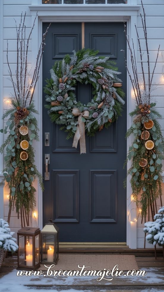 Natural Green & Dried Orange Winter Wreath
