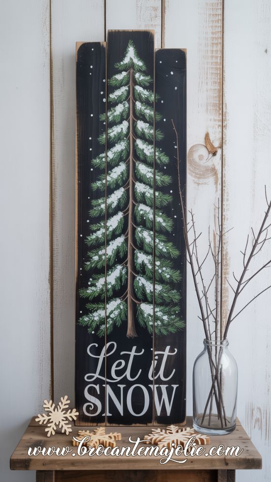 “Let It Snow” Hand-Painted Wood Sign