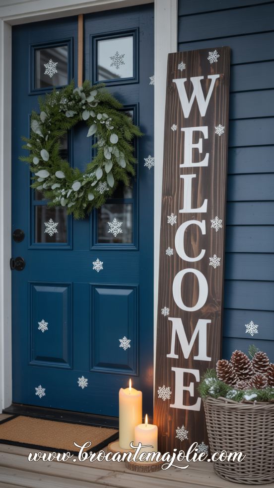 Oversized “WELCOME” Sign with Snowflakes