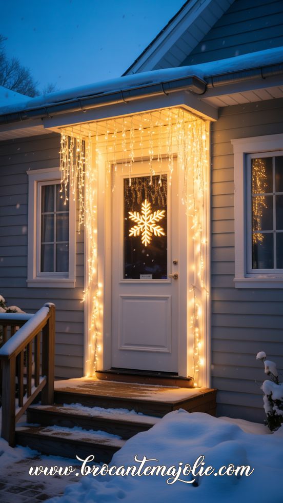 Icicle Lights + Snowflake Door Accent