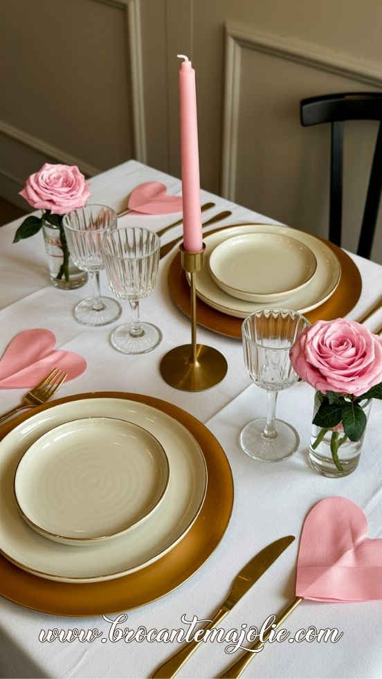 valentine table setting for two