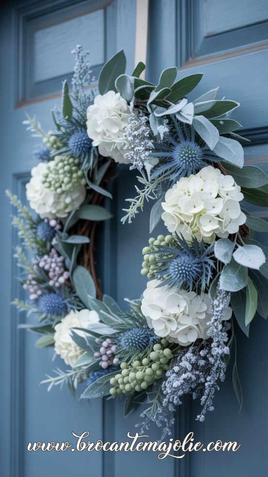 Soft blue & White February Wreath