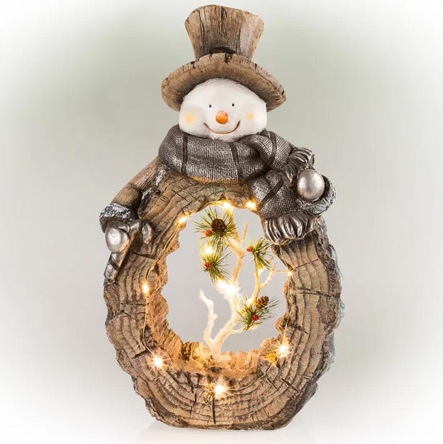 The Holiday Aisle® 21 H Indoor/Outdoor Statue Decoration with Carved Wood Look and LED Lights & Reviews | Wayfair