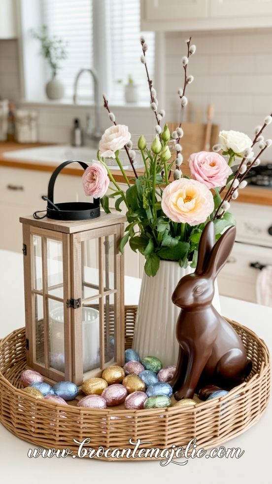 vintage easter basket in kitchen