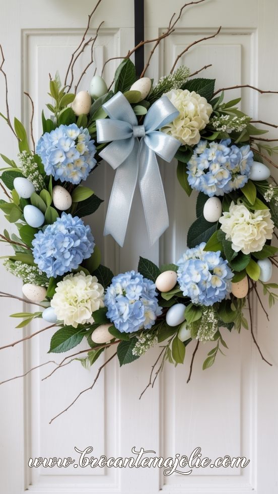 easter wreath with eggs