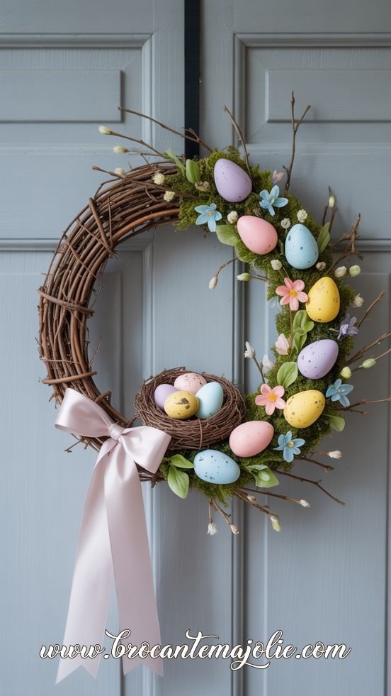 easter egg grapevine wreath
