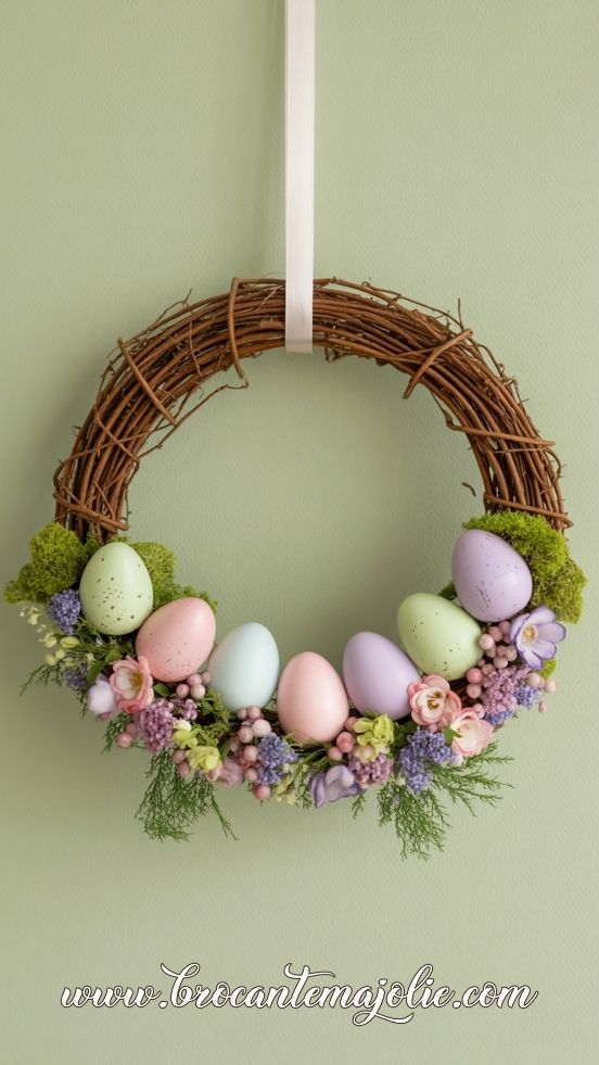 easter grapevine wreath eggs