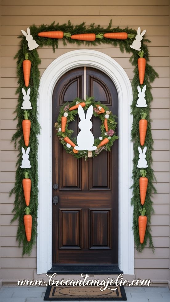 easter carrot wreath front door