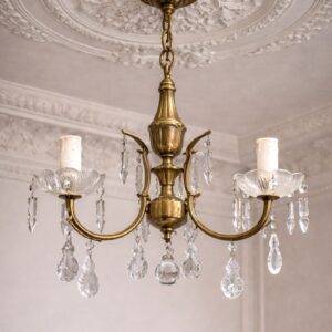 vintage french chandelier gold metal with crystal