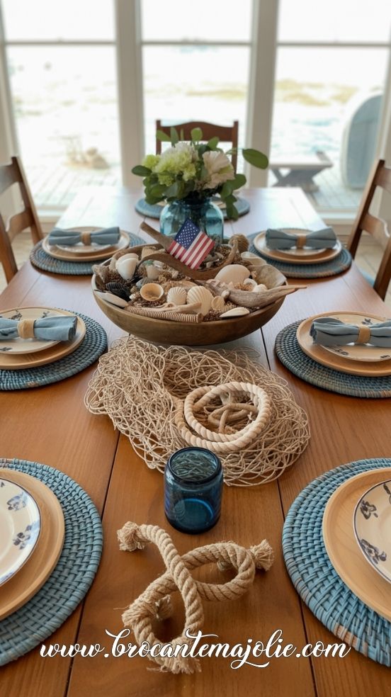 coastal 4th of july tablescape