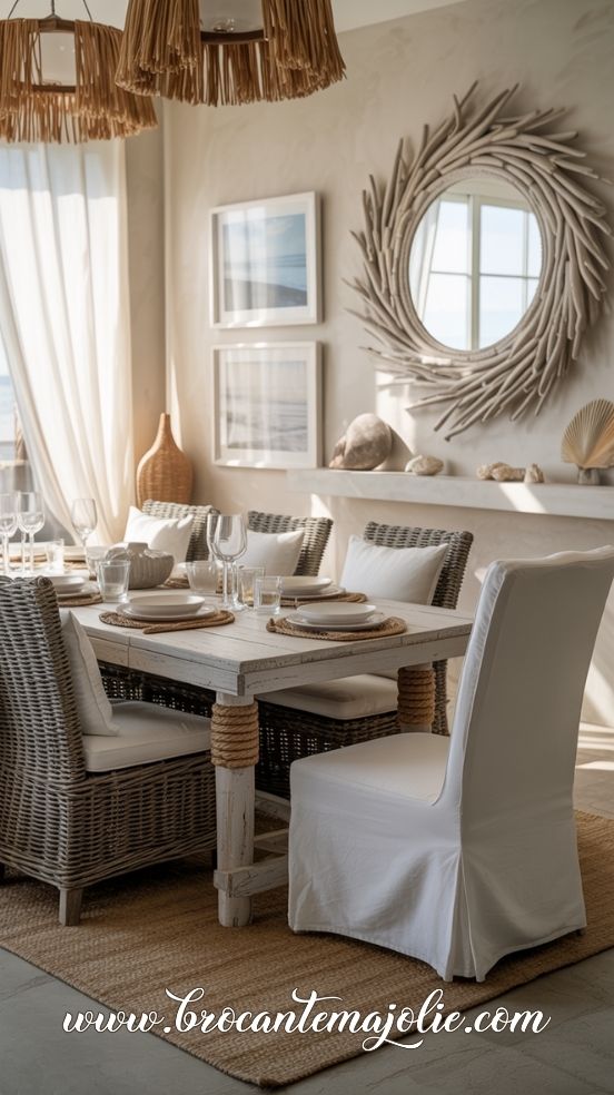 neutral coastal dining room