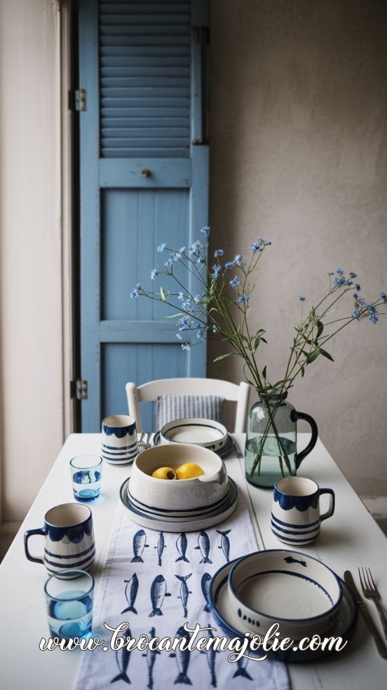blue coastal dining room