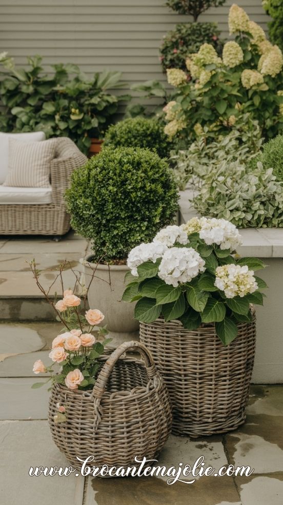 wicker outdoor planter ideas