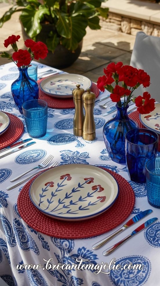 floral 4th of july tablescape