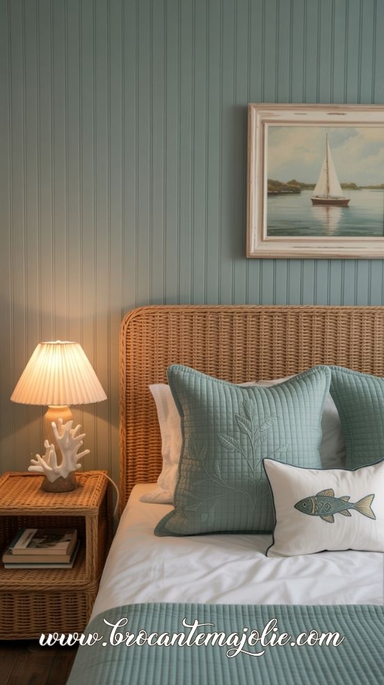 green coastal bedroom