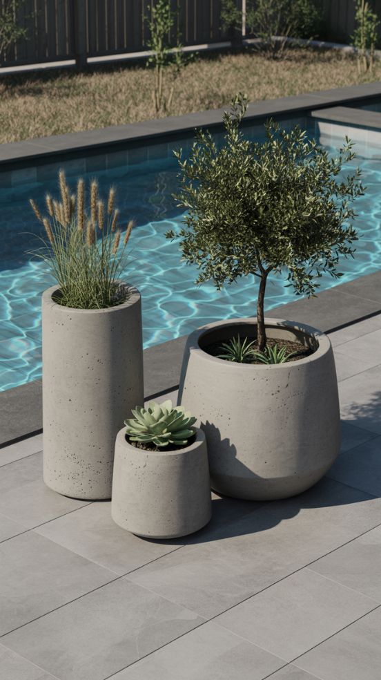 outdoor planter poolside